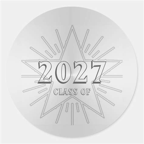 Class Of 2027 Graduation Day By Janz Silver Star Classic Round Sticker