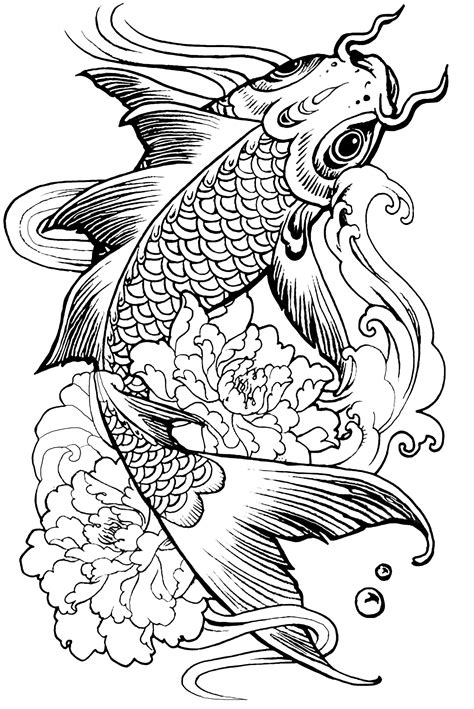 fish carp animals coloring pages  mandalas zen anti stress