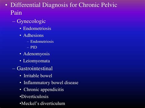 Pelvic Pain And Differential Diagnosis