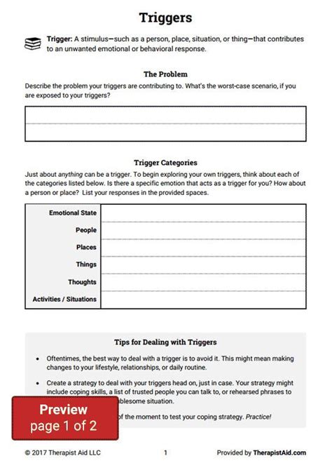 Therapist Aid Worksheets | Briefencounters