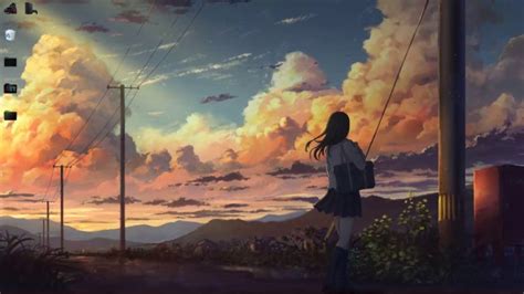 Sky City Scenery Horizon Landscape Anime 8k Anime Image