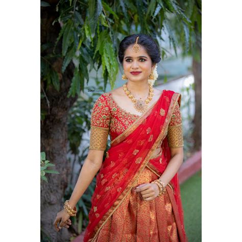 Traditional Red Half Saree Set Anju Shankar Label