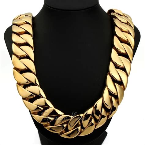 Heavy Men Chain 30mm Gold 316l Stainless Steel Necklace Curb 18~36 T Gold Chains For Men