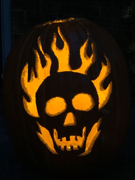 Flaming Skull Pumpkin Carving Carving Pumpkin