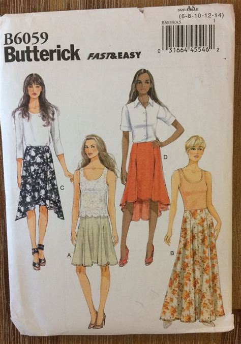 Uncut Skirt Sewing Pattern Butterick 6059 Easy Skirt Maxi Skirt Sewing