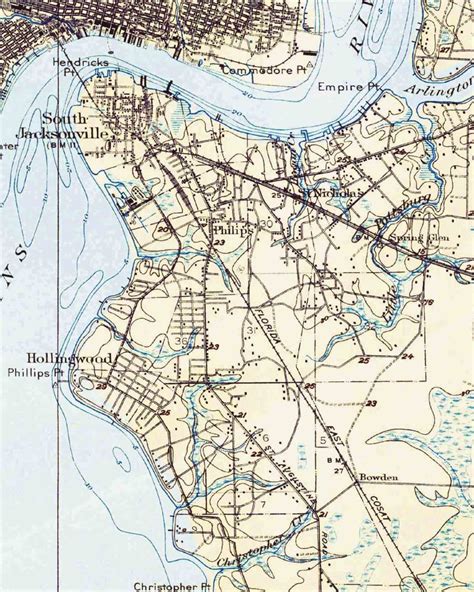 Jacksonville 1918 Old Topo Map Florida A Composite Made From Etsy