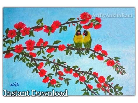 Printable Feng Shui Love Birds Painting By Artbyankitaraut