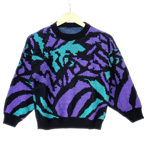 Vintage 80s Sparkle Abstract Roses Ugly Sweater The Ugly Sweater Shop