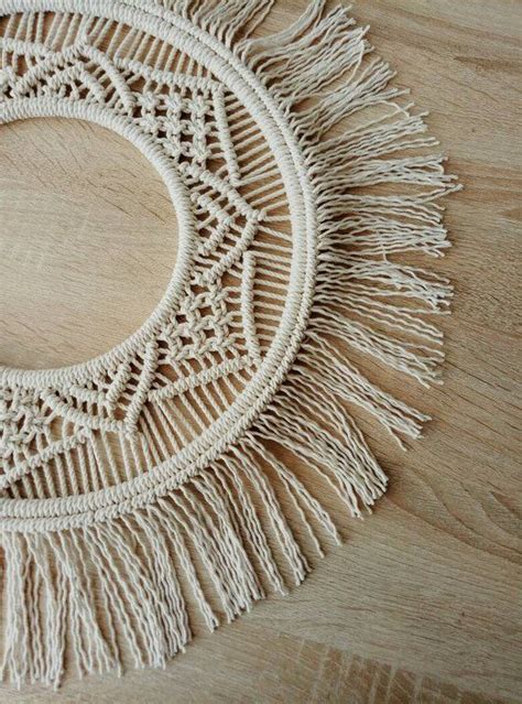 Start with your cord hanging behind the hoop. Round macrame wall hanging, Hoop macrame, Macrame mandala ...