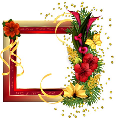 Download Red Gold Frame With Field Flowers Happy Birthday Friends