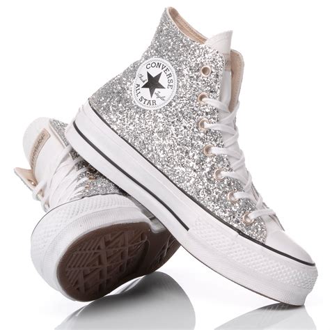 Converse Platform Glitter Silver Customized Mimanera