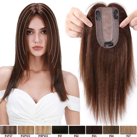 Sego Clip In Human Hair Topper Silk Base Crown Human Hair Extensions For Women With Thinning