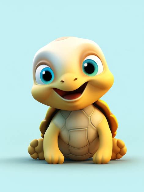 Premium Ai Image 3d Cute Turtle Character