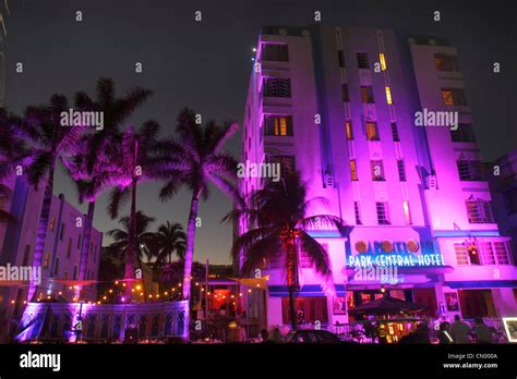 Miami Beach Florida Ocean Drive Historisches Art Déco Viertel Park Central Hotel Silvester