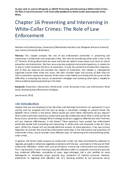 Pdf Preventing And Intervening In White Collar Crimes The Role Of