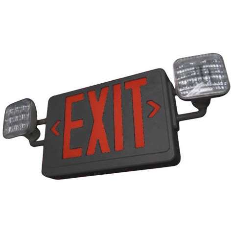 Lavex Universal Black Led Exit Sign And Emergency Light Combination