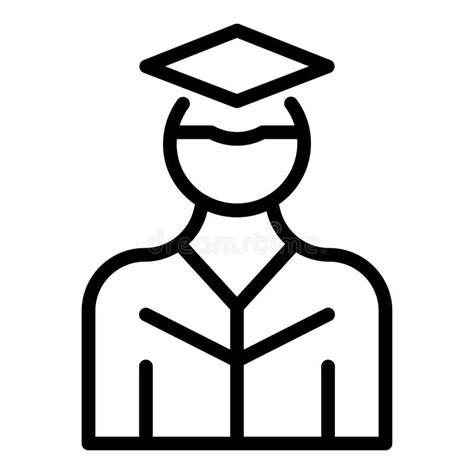 Graduation Student Icon Outline Vector Study Office Stock Vector