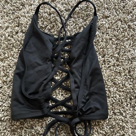 Black Criss Cross Front Bikini With Ruching On The Depop