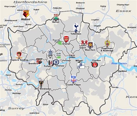 London Map Football Clubs