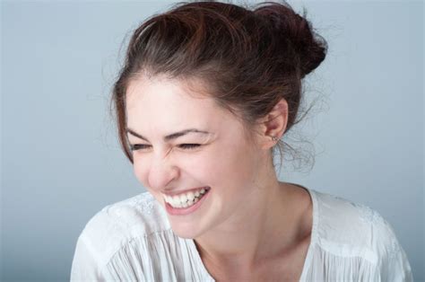 Portrait Of Smiling Young Woman With Brown Hair True Dental