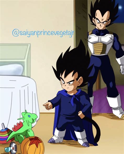 My Oc Vegeta Jr With His Father Vegeta Playing To Be Like His Father