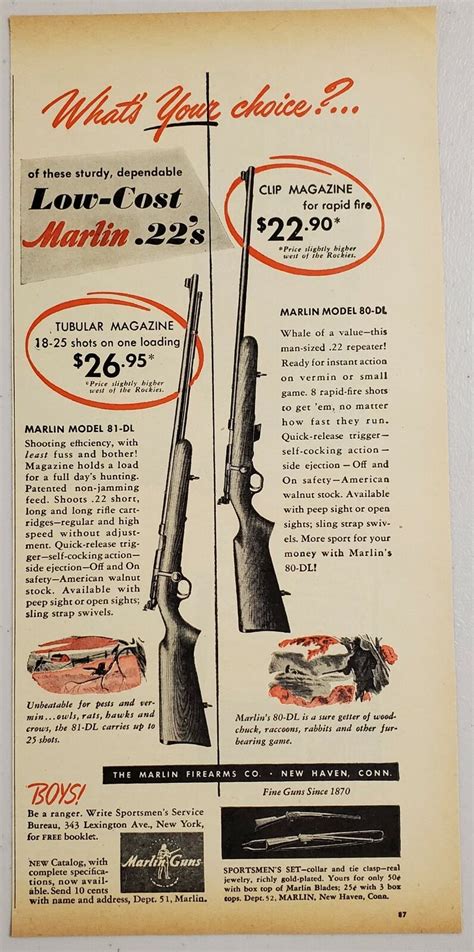Print Ad Of Marlin Model Dl Bolt Action A Lever Action My Xxx Hot Girl