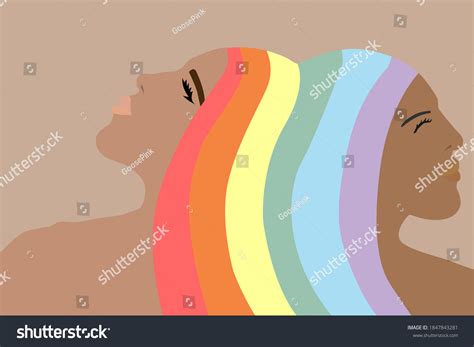 lgbt two lesbian girls hair colors stock vector royalty free 1847843281 shutterstock