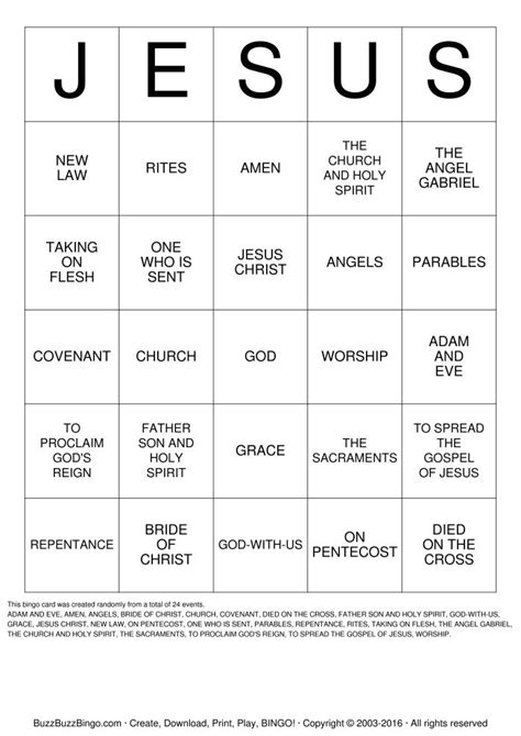 Free Printable Christian Bingo Cards