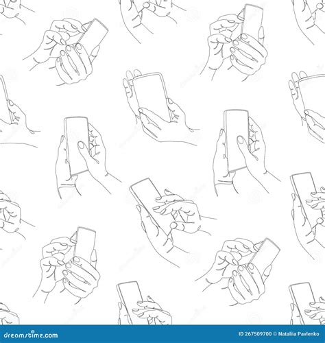 Vector Seamless Pattern Phones In Hands Messages In Messengers Social