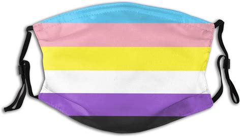 Trans Nonbinary Pride Flag Lgbtq Face Mask With Filter Pocket