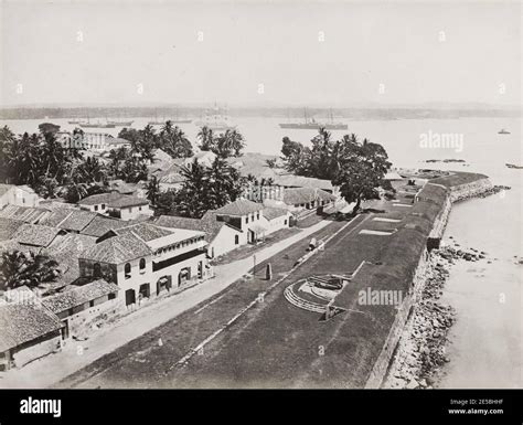 C1900 Vintage Photograph Wharf And Harbour At Colombo Ceylon Sri