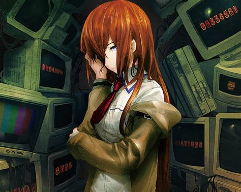 Makise Kurisu 감정적 인 Pc 귀여운 Steins Gate 긴 머리 모니터 디지털 불길한 여성 일반 섹시한 뜨거운 소녀 클로즈업 슬픈