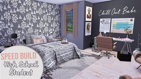 The Sims 4 Speed Build High School Student Bedroom Cc Links Youtube