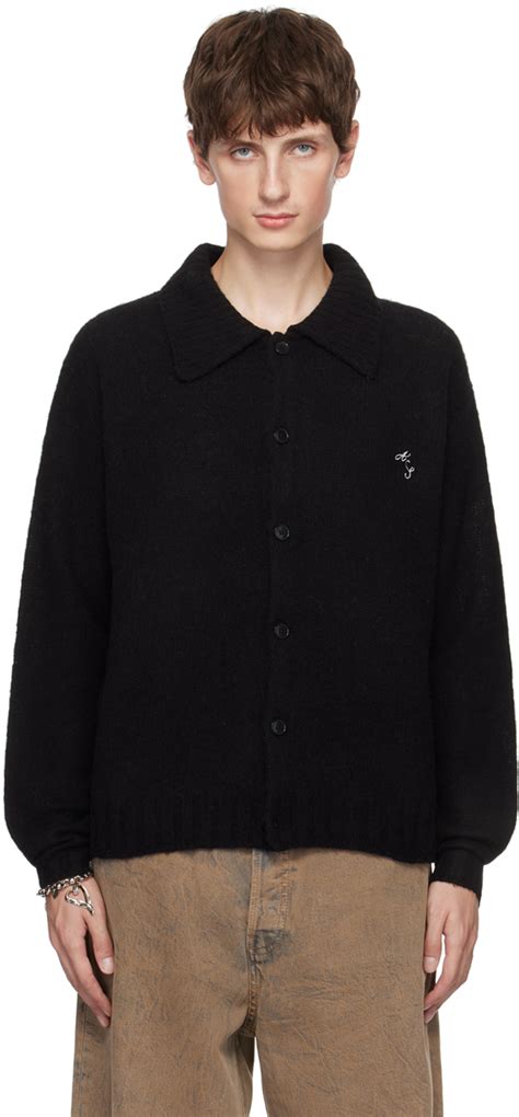 Acne Studios Black Spread Collar Cardigan Ssense