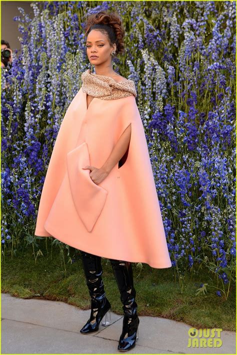 Rihanna Stuns In Over Sized Pink Coat At Dior Pfw Show Photo 3475763