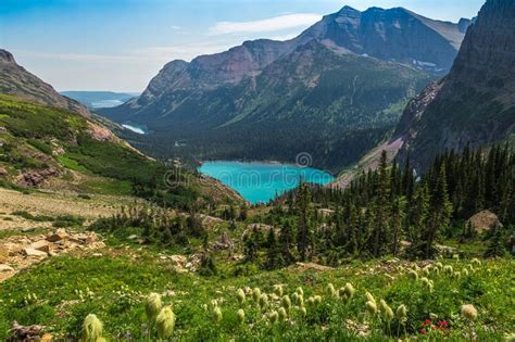 Stunning Trail Views Of Grinnell Lake On The Grinnell Glacier Trail