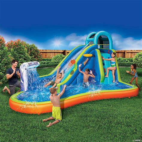 Banzai Inflatable Giant Water Slide Huge Pool 14 Feet Long By 8 Feet High With Built In