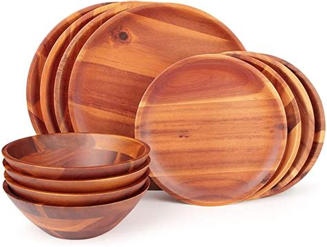 Acacia Wood Dinner Plates Aidea Inch Round Wood Plates Set Of