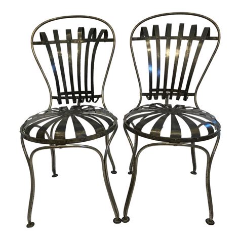 Vintage stacking chairs in used condtion. Black Metal Antique French Cafe' Chairs - a Pair | Chairish