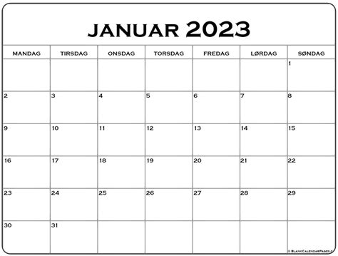 Kalender Januar 2023 Als Pdf Vorlagen - Bank2home.com