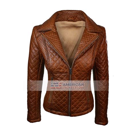 womens fashion tan quilted leather jacket american jacket store