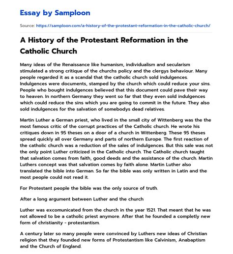 ≫ A History Of The Protestant Reformation In The Catholic Church Free