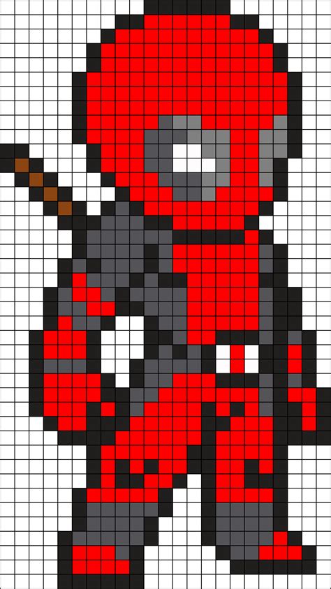 Deadpool Perler Bead Pattern Bead Sprite Pixel Art Grid Minecraft