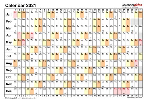 Week Numbers For 2021 Excel File