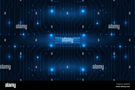 Abstract Circuit Board Digital Technology Futuristic Dark Blue Concept