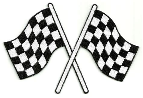 Racing Embroidered Checkered Crossed Flags Iron On Patch Sports