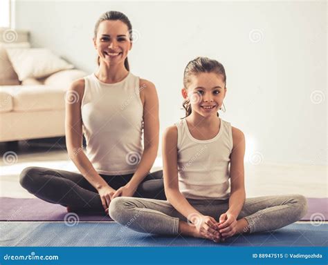 Mom And Daughter Doing Yoga Stock Image Image Of Flexibility Energy 88947515