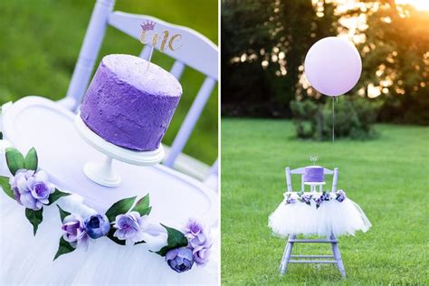 Adorable Purple Cake Smash Set Up Violette First Birthday Princess
