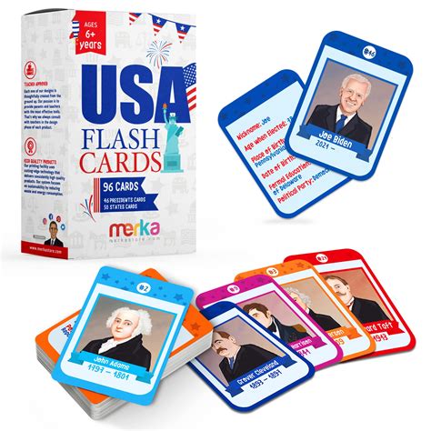 Buy Merka Presidents For Kids States And Capitals Flash Cards State