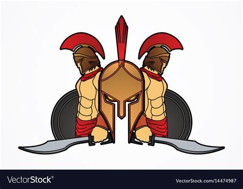 spartan warriors with sword and shield roman army spartan helmet pose logo vector download a